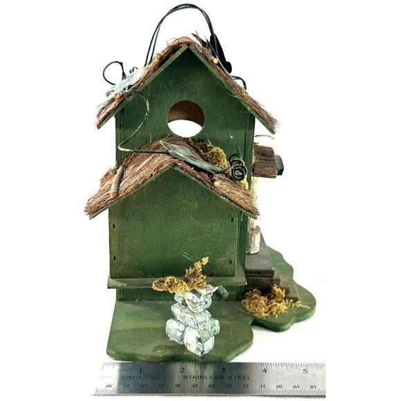 Rustic Bed & Breakfast Birdhouse Cottage Handmade Folk Art Wood Decor 8” - Picture 3 of 7